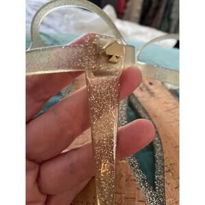 Kate Spade Women's Gold Glitter Jelly Thong Sandals Size 10